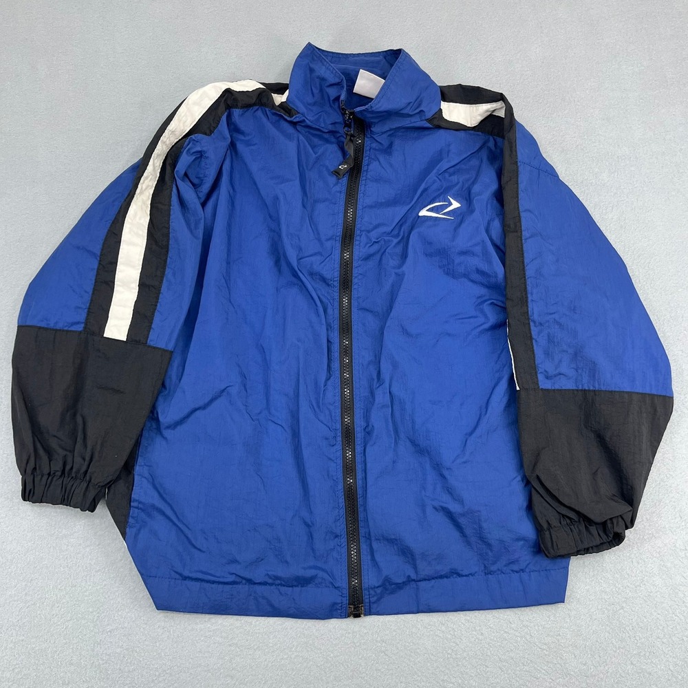Vintage Bike Kids Blue Colorblock‎ Full Zip Windbreaker Jacket Size M 10/12